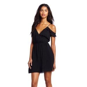 BCBGeneration Flutter Sleeve‎ V Neck NYE Casual Chic Mini Dress Black Small
